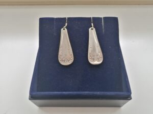 Silver upcycled earrings made from teaspoons